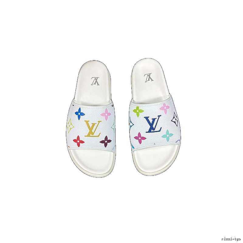 Louis Vuitton Multicolor Monogram Trendy White Slides