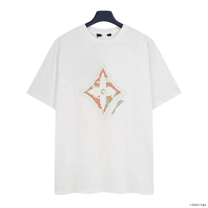 Louis Vuitton Trendy White T-Shirt with Diamond Print