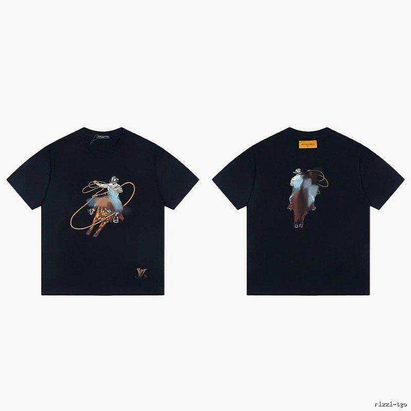 Louis Vuitton Western Cowboy Vintage Style Black T-Shirt