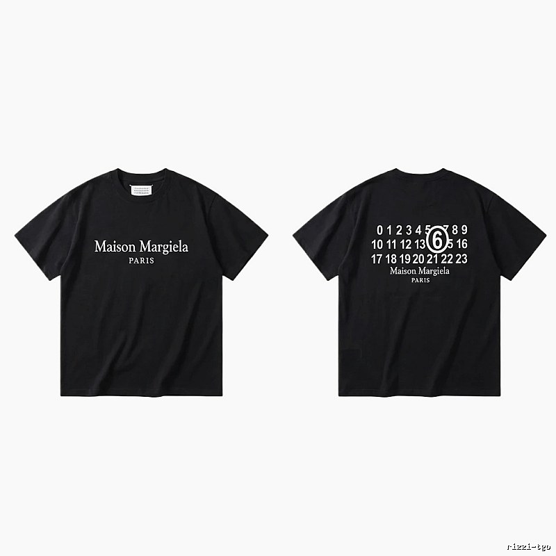 Maison Margiela black T-shirt with digital printing.
