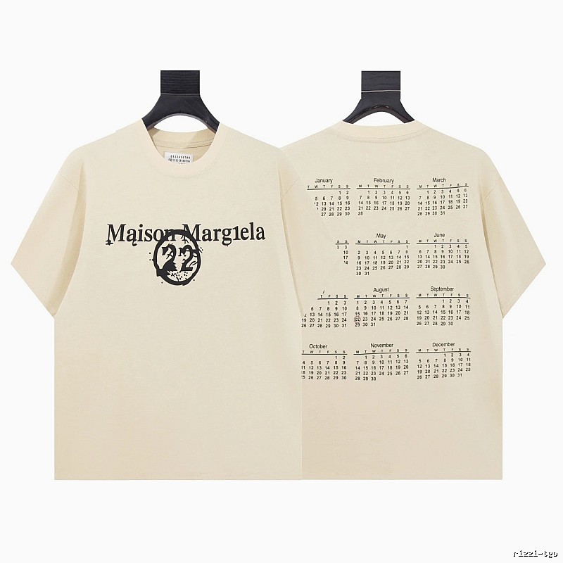 Maison Margiela Calendar Print High Street Style Beige T-Shirt