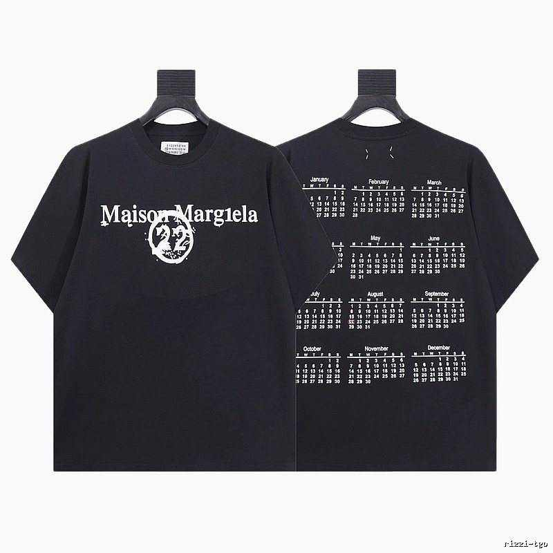 Maison Margiela Calendar Print Trendy Cool Black T-Shirt