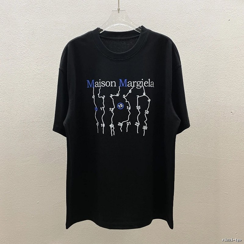 Maison Margiela Digital Embroidery Trendy Black T-Shirt