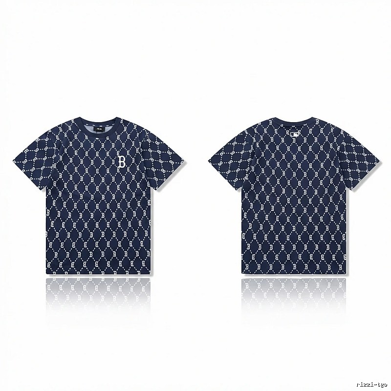 MLB full - printed style navy blue T - shirt
