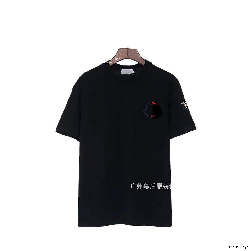 Moncler Embroidered Casual Black Short-sleeve T-shirt