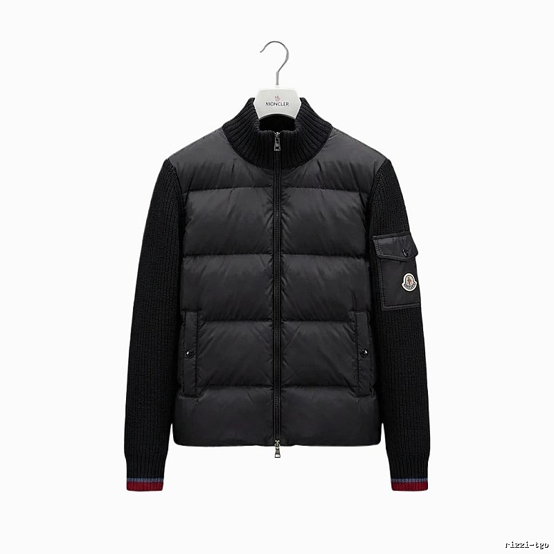 Moncler knitted and spliced black down jacket