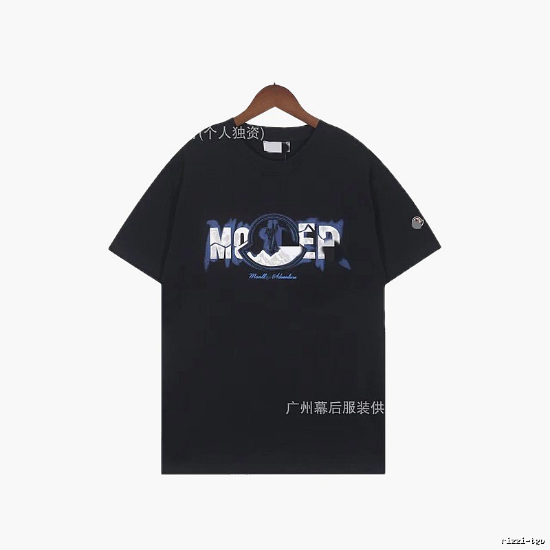 Moncler Letter Print Casual Black T-Shirt