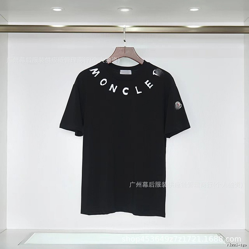 Moncler Letter Print Casual Style Black T-Shirt