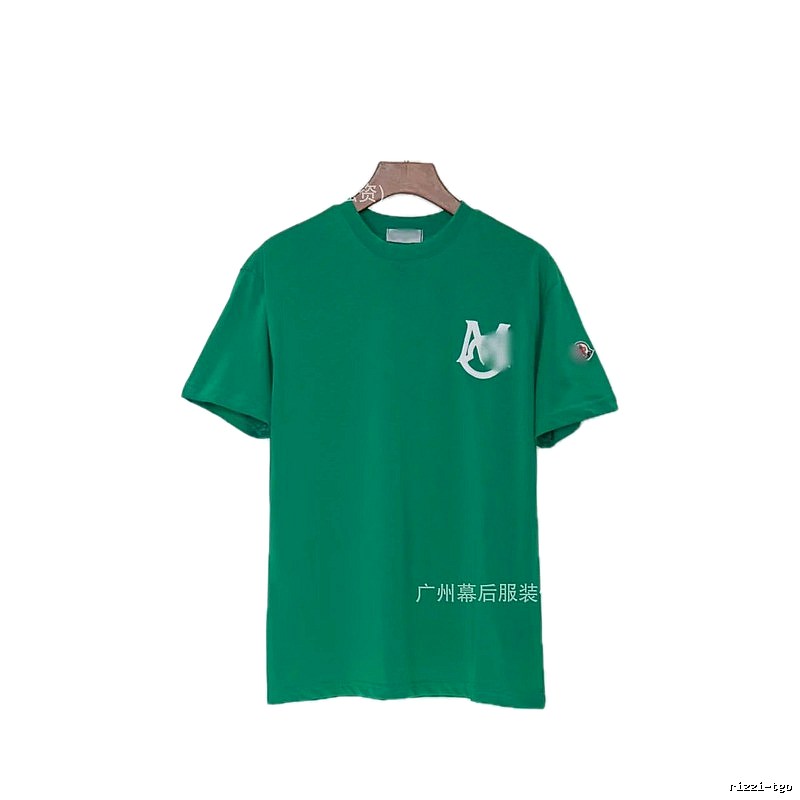 Moncler Letter Print Casual Style Green Short-sleeve T-shirt