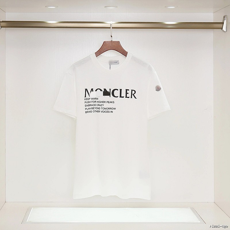 Moncler Letter Print Casual Style White T-Shirt