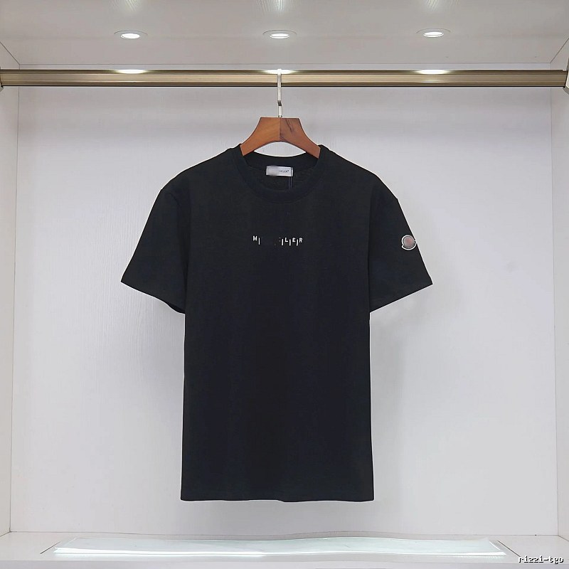 Moncler Letter Print Minimalist Style Black T-Shirt
