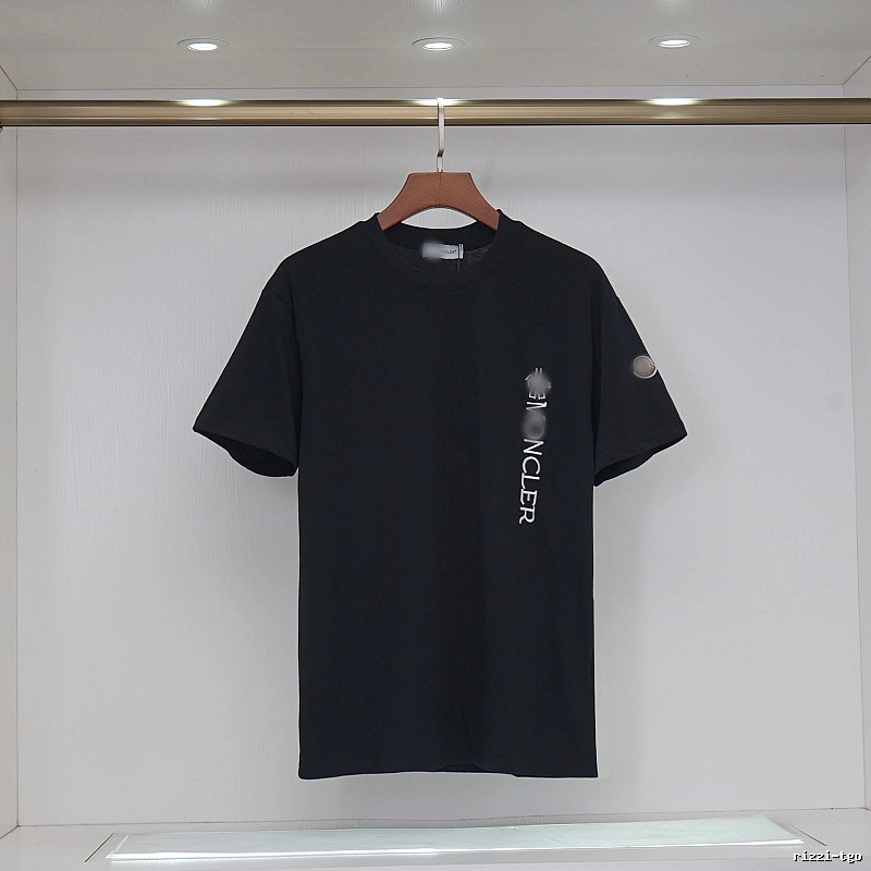 Moncler Letter Print Minimalist Style Black T-Shirt