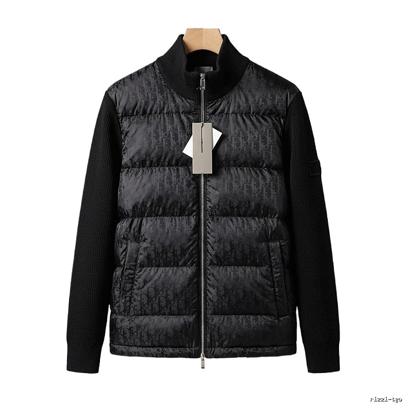 Moncler letter - printed black down jacket