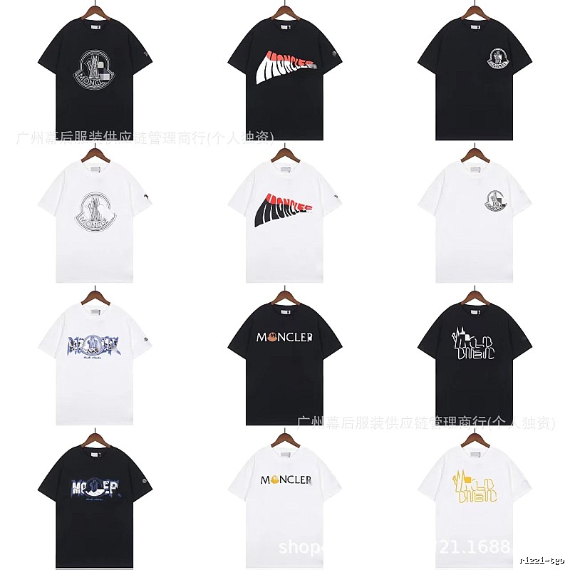 Moncler Logo Printed Trendy Black & White Short-Sleeve T-Shirt