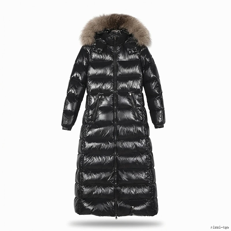 Moncler long shiny black down jacket