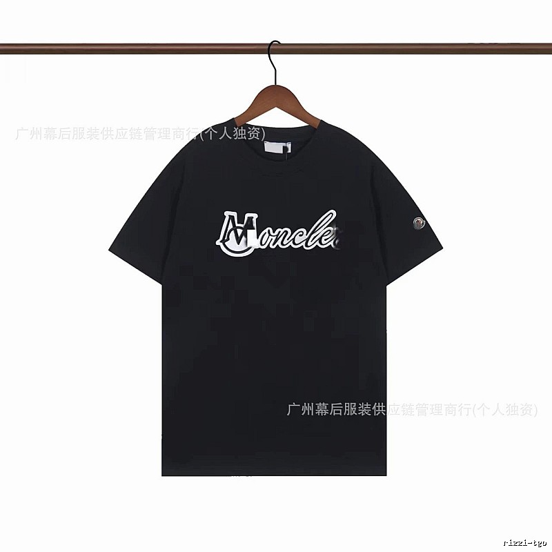 Moncler Printed Collection Streetwear Style Black T-Shirt