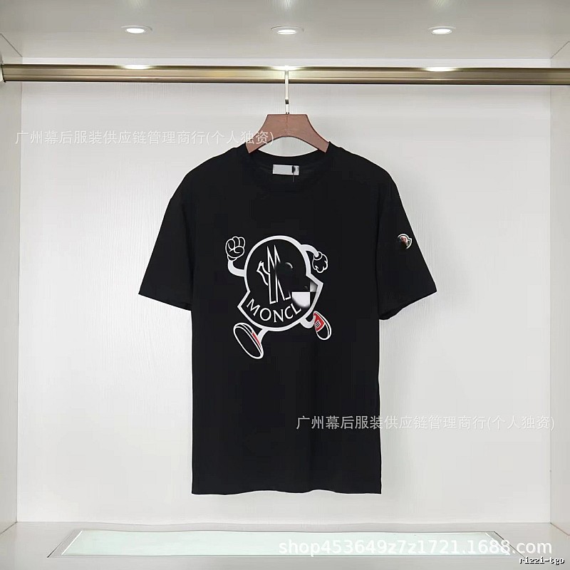 Moncler Trendy Black Cartoon Print Short-sleeved T-shirt