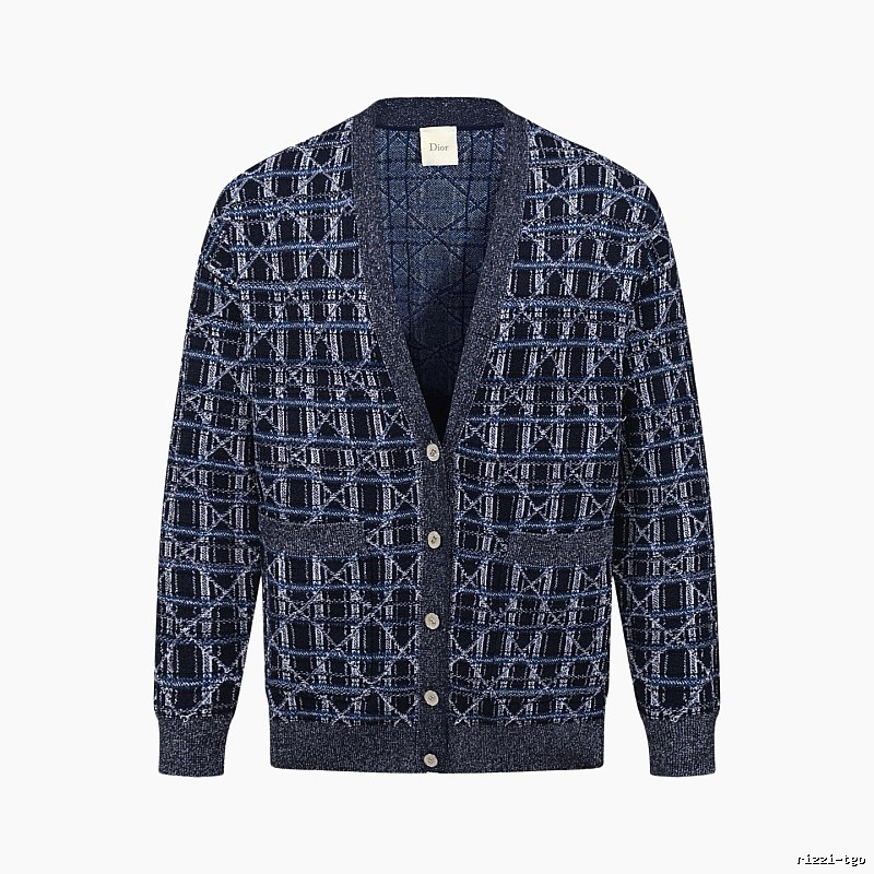 Navy Dior Button-front Cardigan for Layered Winter Looks
