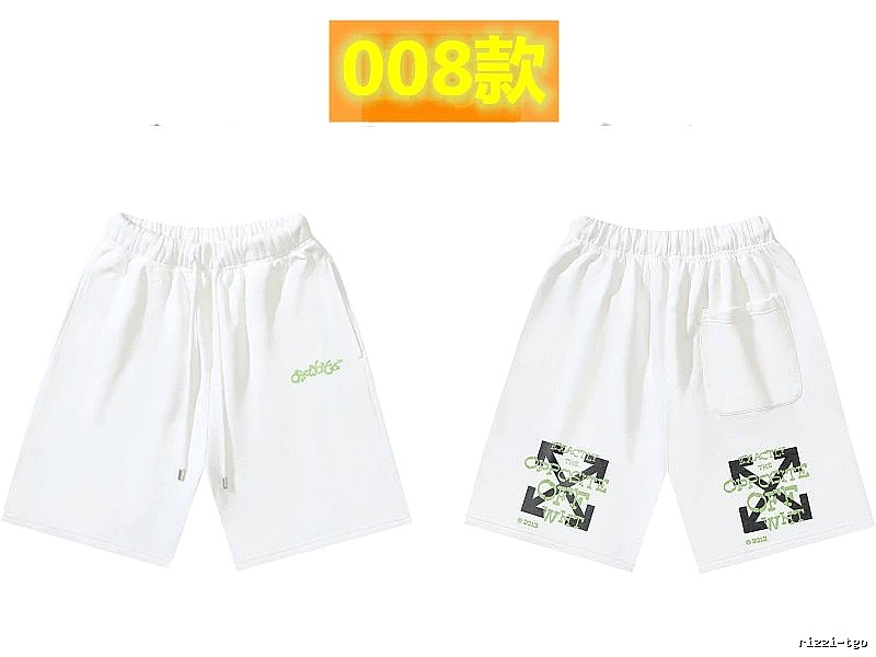 Off-White 008 style white trendy brand shorts
