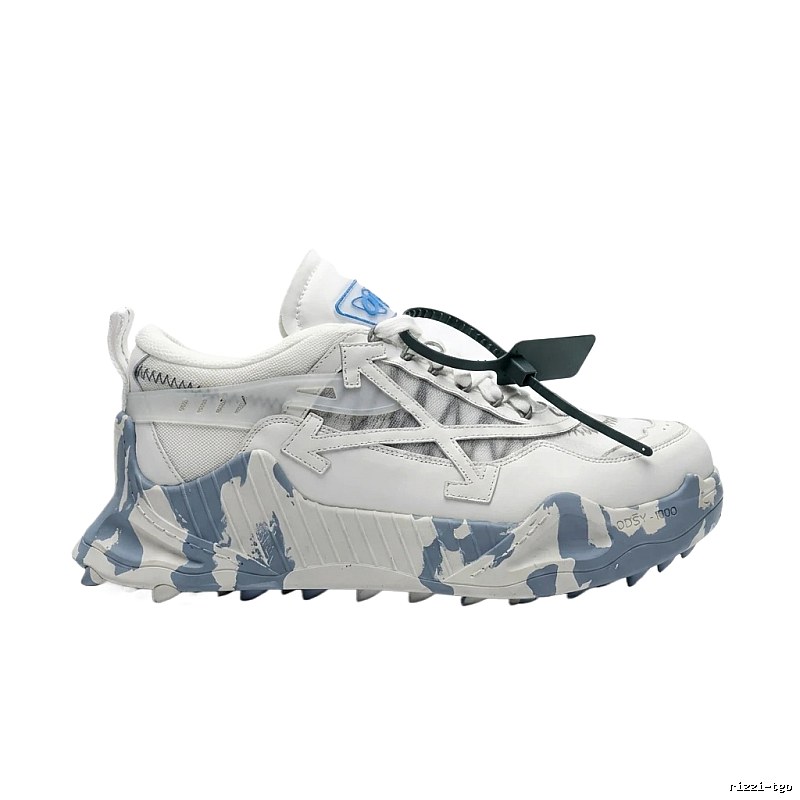 Off-White camouflage-style white and gray sports shoes
