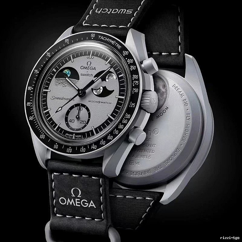 Omega Black Strap Chronograph Watch for Photo Ready Styling