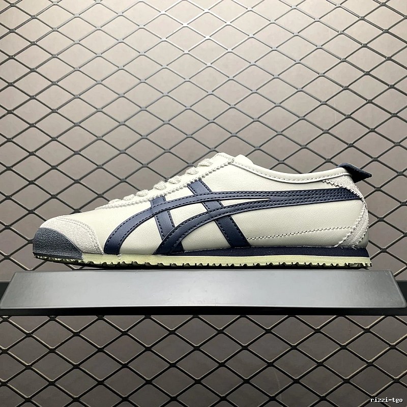 Onitsuka Tiger Low-Top Sneakers, White and Navy and Retro Court Shape