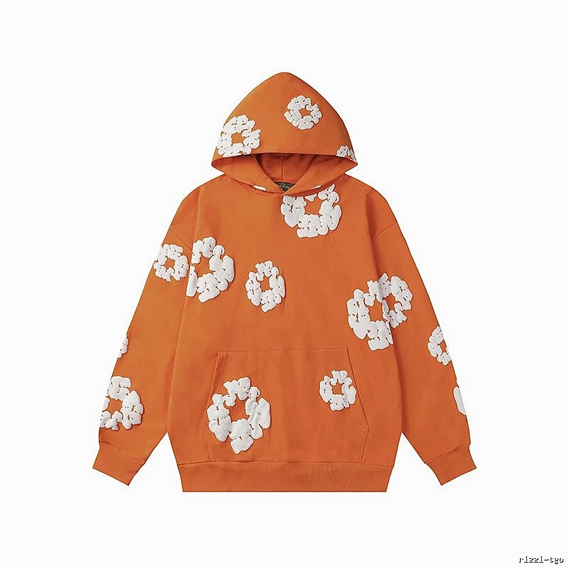 Orange Flower Pattern Hoodie Warm Tone