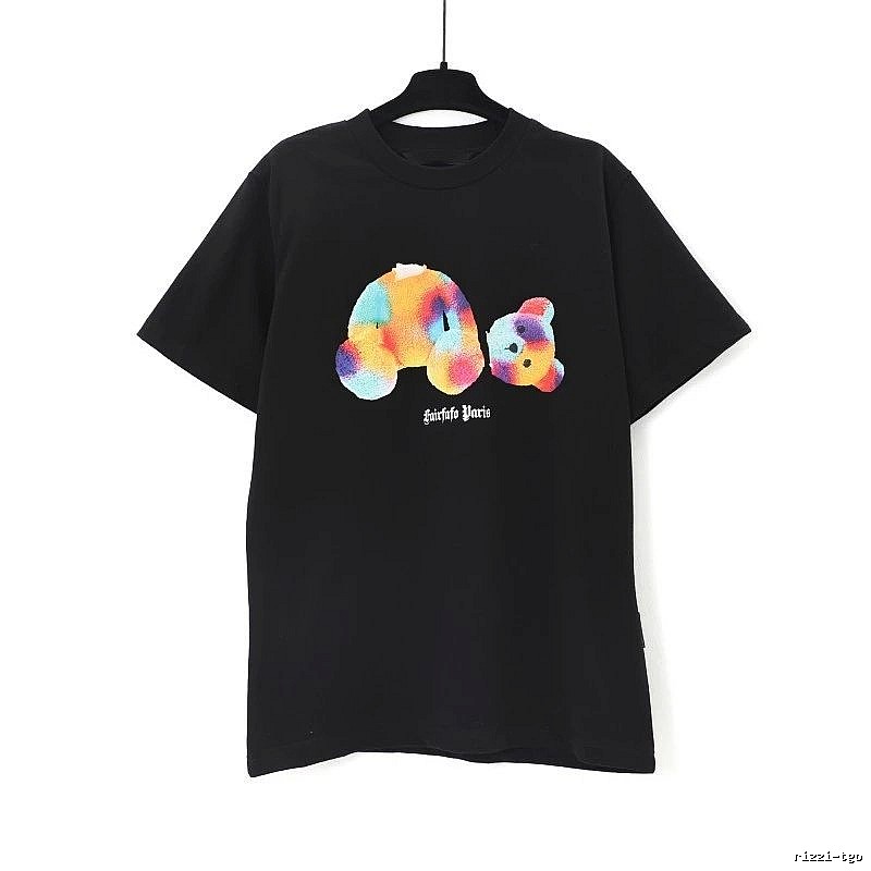 Palm Angels Casual Bear graphic T-shirt White Colorful Bear for Streetwear Looks