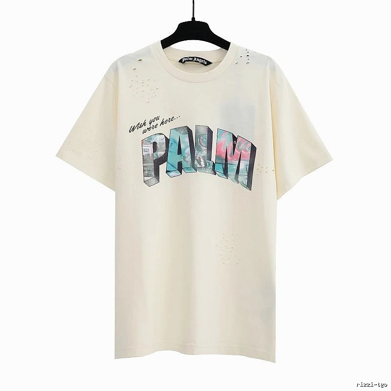 Palm Angels Daily Logo T-shirt White Palm Tree with Visual Detail