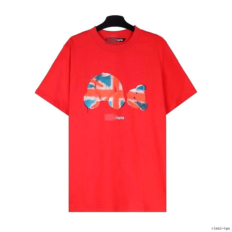 Palm Angels Streetwear Bear graphic T-shirt White Colorful Bear with Logo Accent