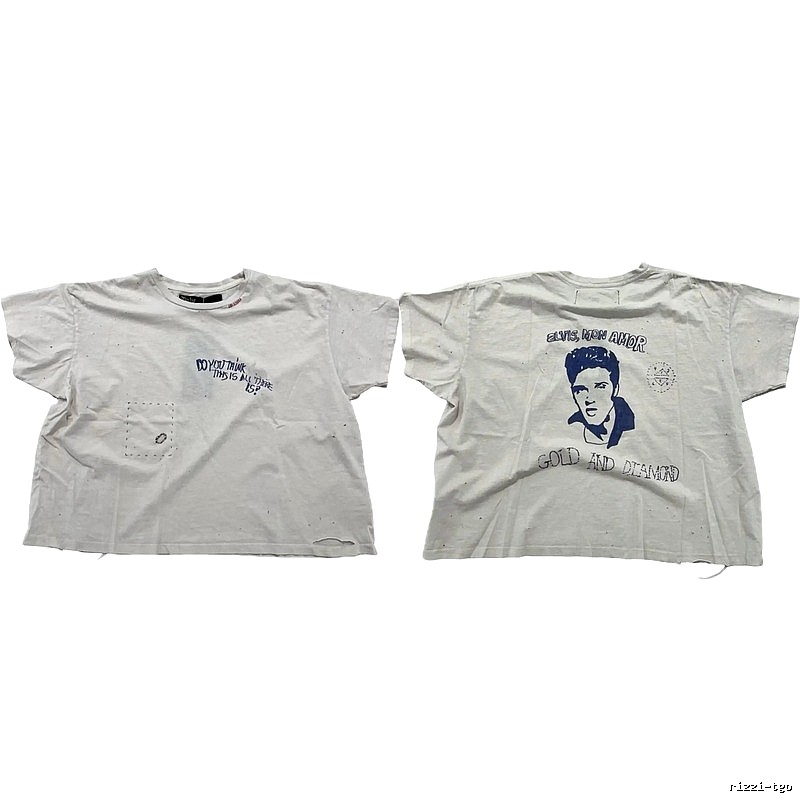 Paly Hollywood Elvis Vintage Distressed White T-Shirt