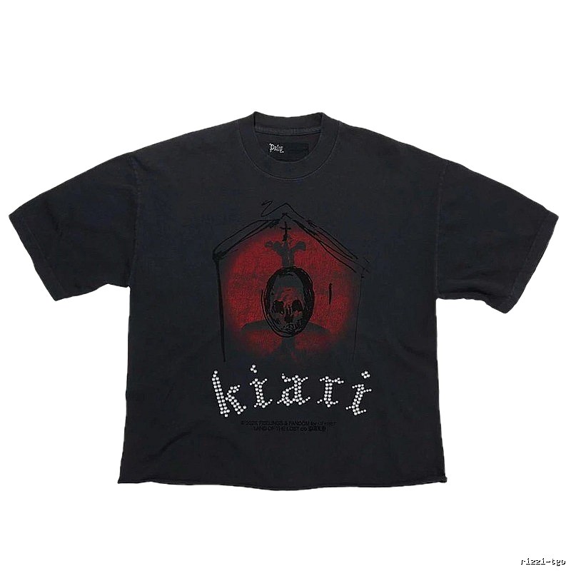 Paly Hollywood Skull Dark Distressed Black T-Shirt