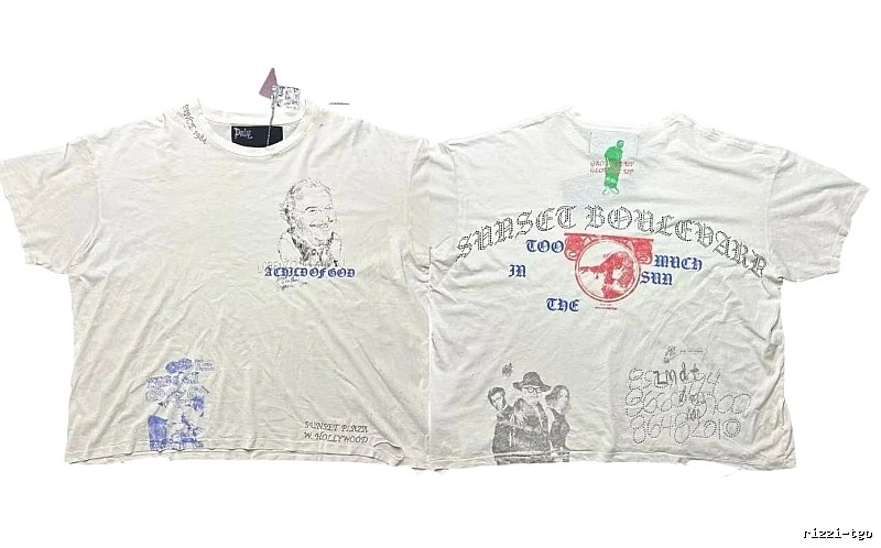 Paly Hollywood Sunset Collection Vintage Distressed Off-white T-shirt