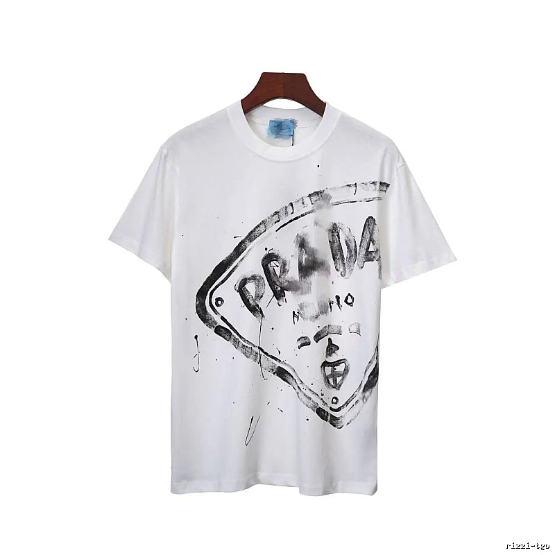 Prada Graffiti Print Street Style White T-Shirt