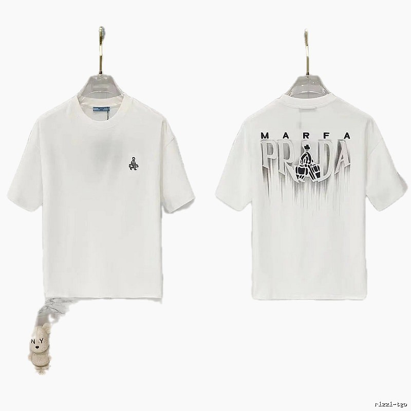 Prada MARFA Streetwear Style White Short-Sleeve T-Shirt
