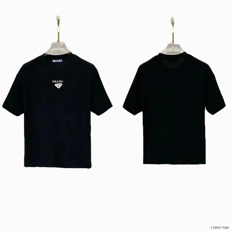 Prada Triangle Logo Minimalist Style Black Short-sleeve T-shirt