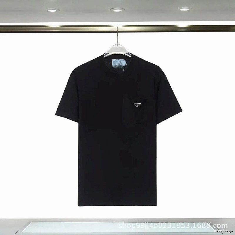 Prada Triangle Logo Minimalist Style Black Short-sleeve T-shirt