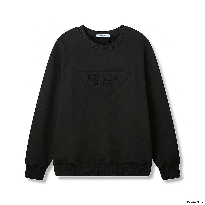 Prada triangular logo simple black sweatshirt
