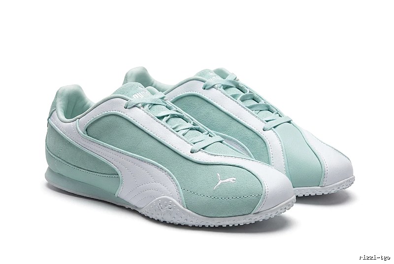 PUMA retro-style mint green sports shoes