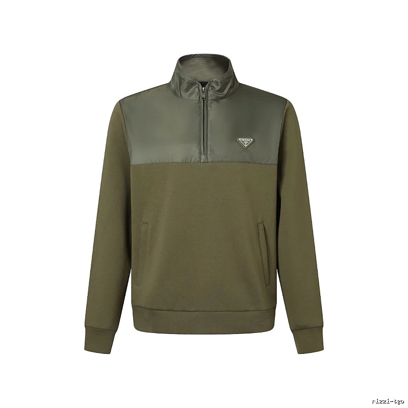 Quarter Zip Sweatshirt by Prada with Olive Quarter Zip Sweatshirt with