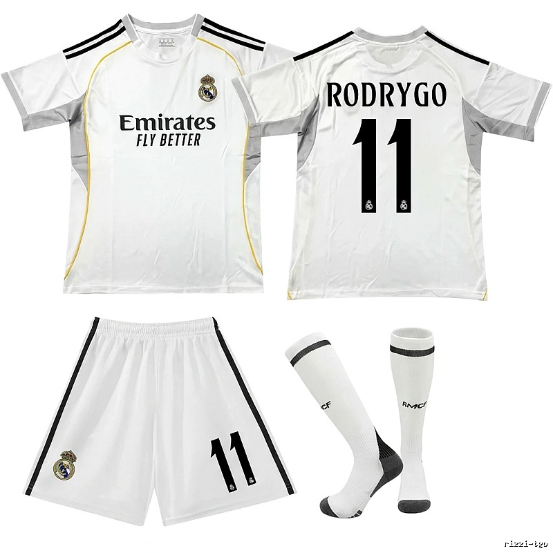 Real Madrid home white football kit set