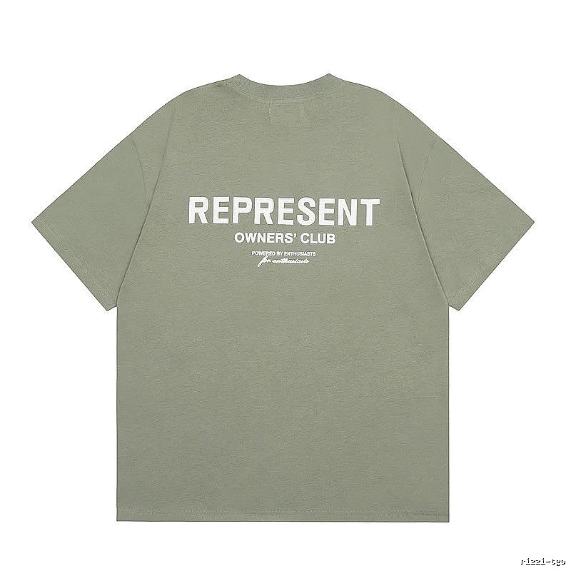 Represent Army Green Style 868 Owners Club T-Shirt Signature Detail Logo
