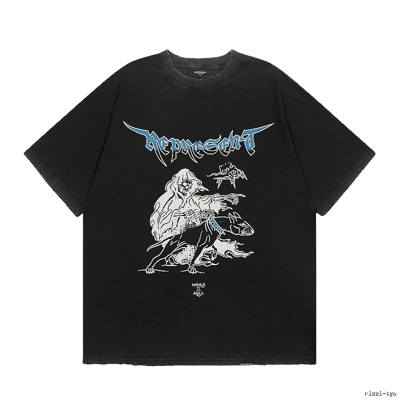 Represent Grim Reaper Print Vintage Style Black T-Shirt