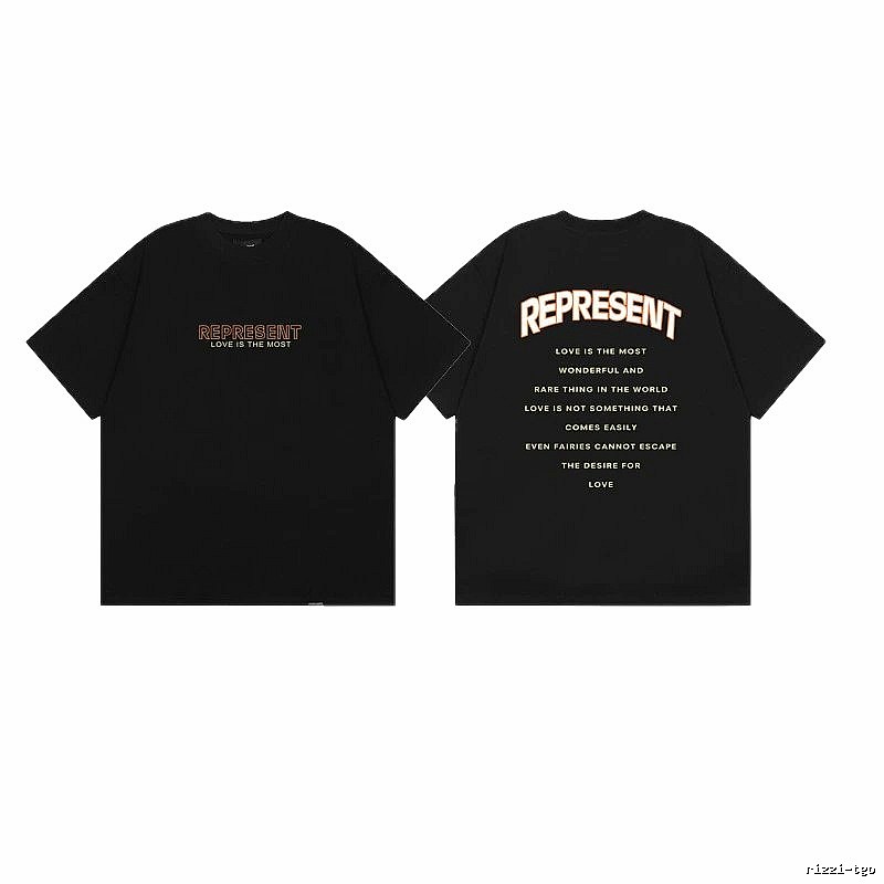 Represent Printed High Street Style Black Short-sleeve T-shirt