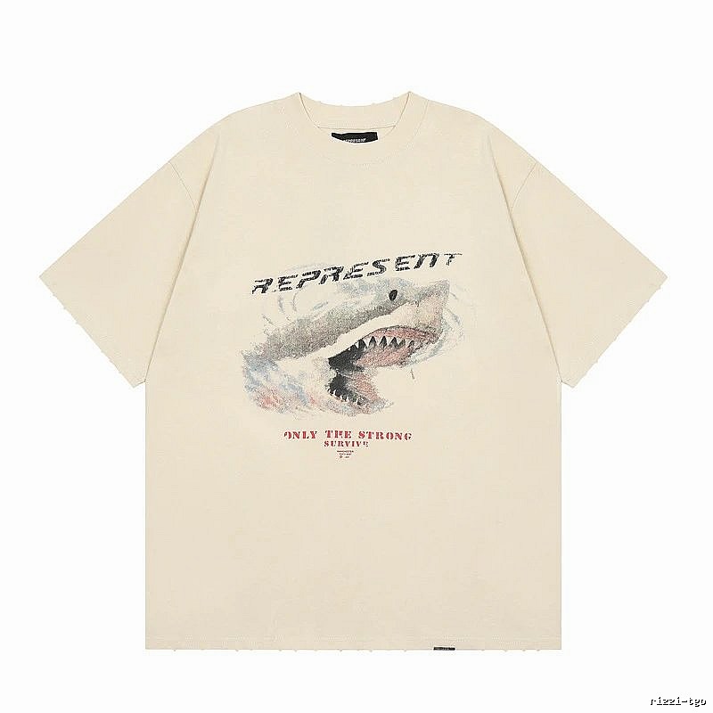 Represent Shark Print Vintage Beige T-Shirt