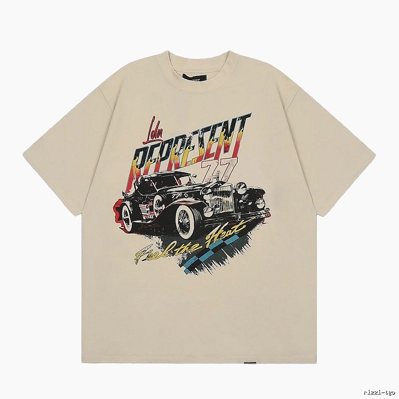 Represent Vintage Classic Car Printed Beige Short-sleeve T-shirt