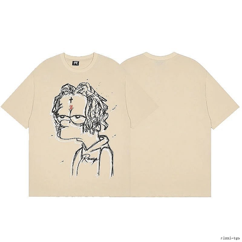 Revenge Beige Skull Graphic T-Shirt Visual Accent
