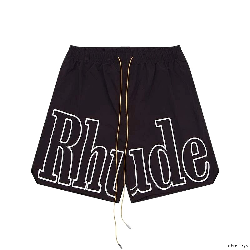RHUDE letter-style black shorts