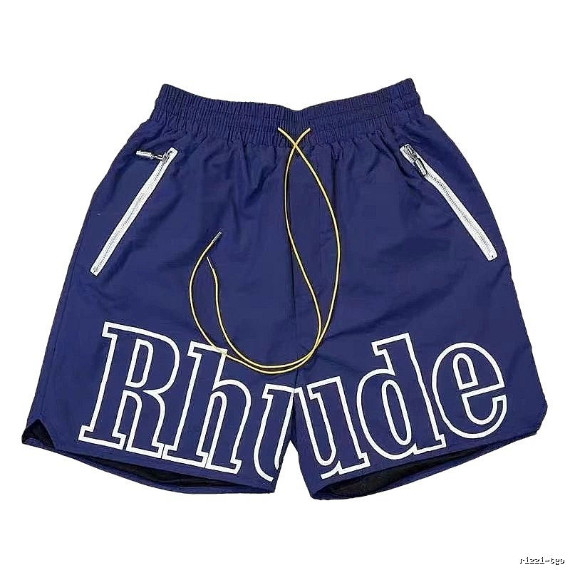 RHUDE letter-style dark blue shorts