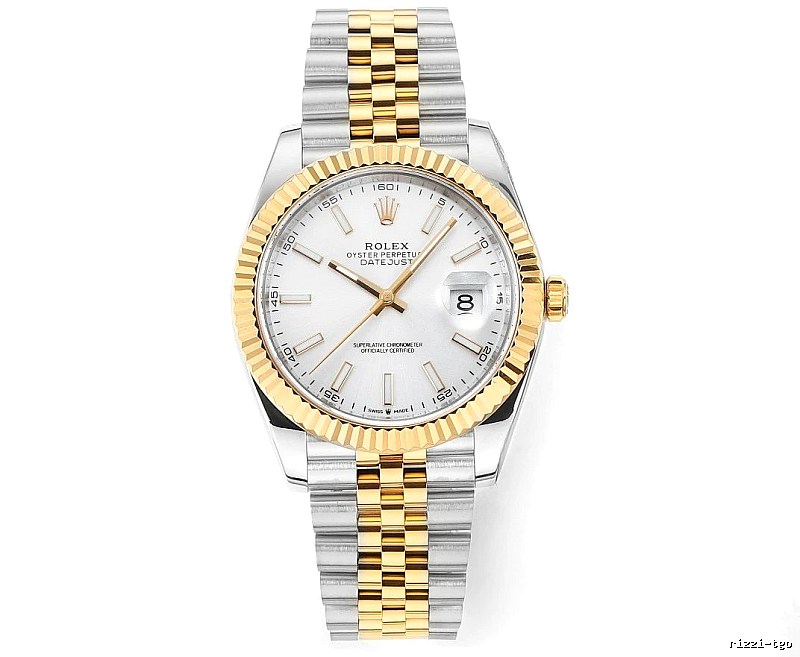 Rolex Two-Tone Datejust Watch - White Baton Dial Travel Edit